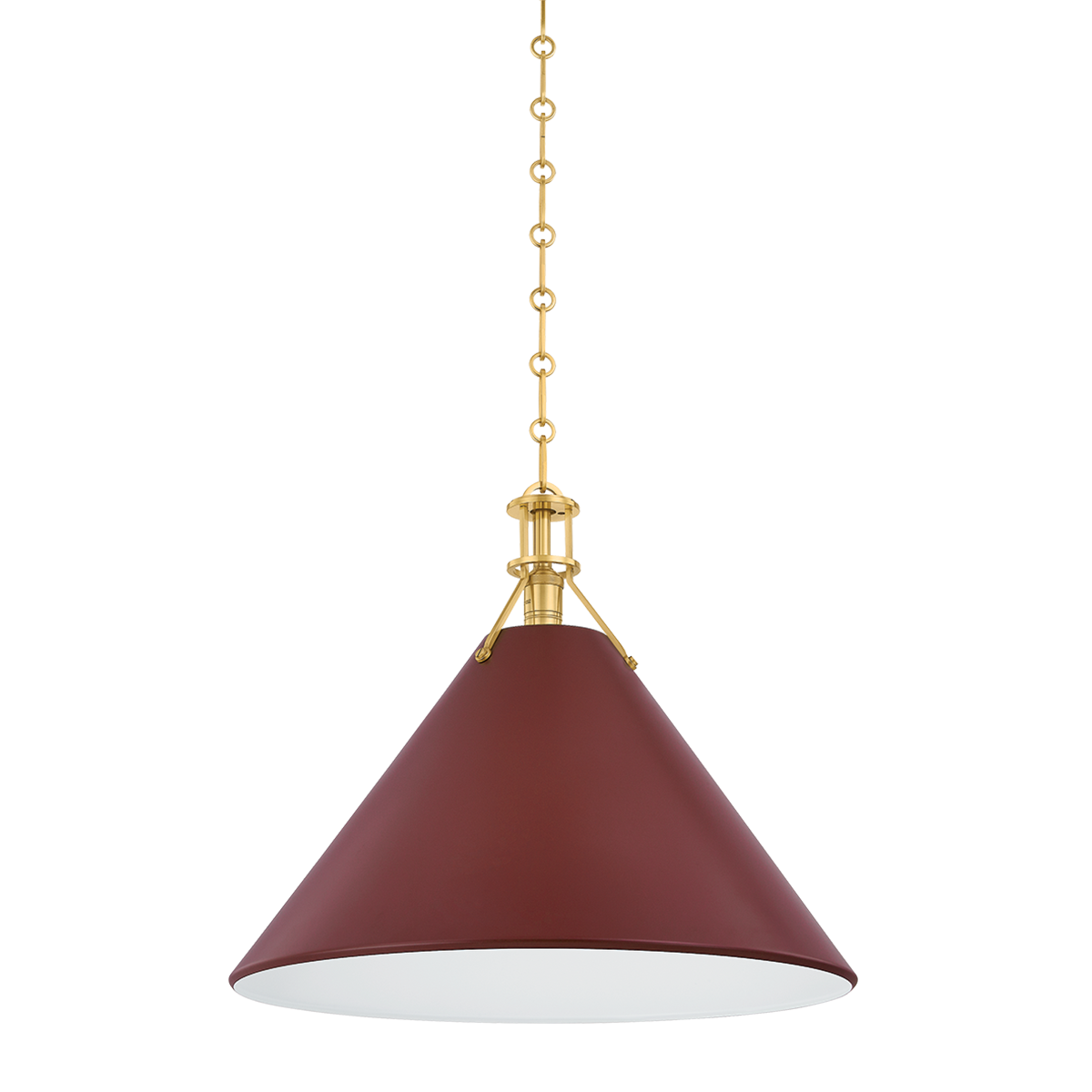 Hudson Valley Lighting Painted No. 2 AGED BRASS/SOFT CRIMSON 21W x 17.5H Pendant