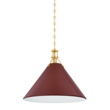 Hudson Valley Lighting Painted No. 2 AGED BRASS/SOFT CRIMSON 21W x 17.5H Pendant