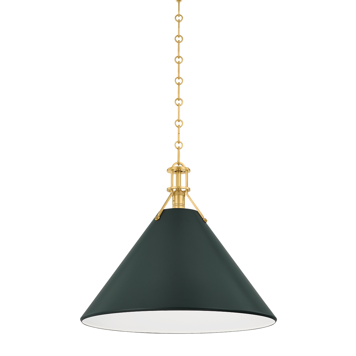 Hudson Valley Lighting Painted No. 2 AGED BRASS/SOFT STUDIO GREEN 21W x 17.5H Pendant