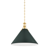 Hudson Valley Lighting Painted No. 2 AGED BRASS/SOFT STUDIO GREEN 21W x 17.5H Pendant