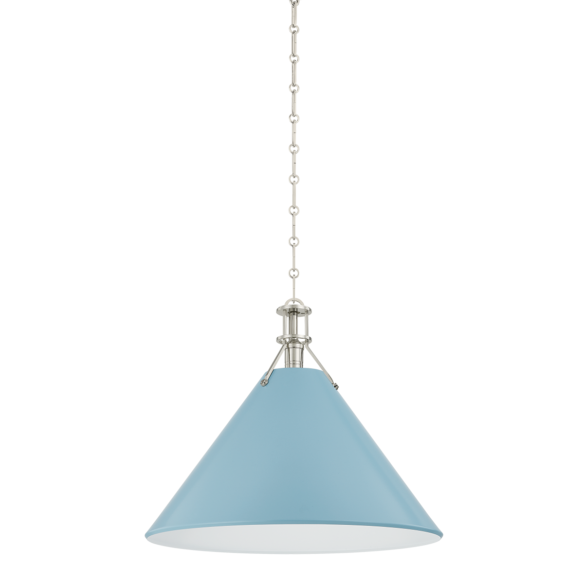Hudson Valley Lighting Painted No. 2 POLISHED NICKEL/BLUE BIRD 21W x 17.5H Pendant