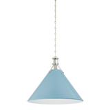 Hudson Valley Lighting Painted No. 2 POLISHED NICKEL/BLUE BIRD 21W x 17.5H Pendant