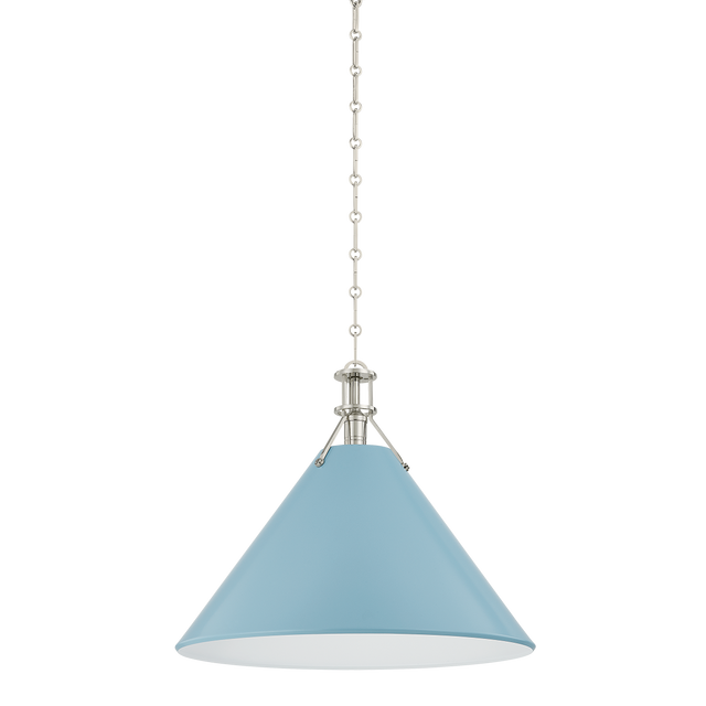 Hudson Valley Lighting Painted No. 2 POLISHED NICKEL/BLUE BIRD 21W x 17.5H Pendant