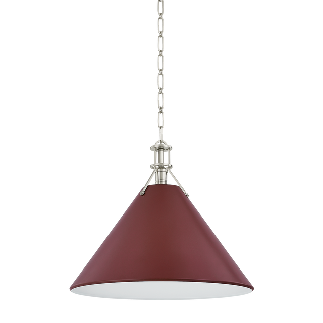 Hudson Valley Lighting Painted No. 2 POLISHED NICKEL/SOFT CRIMSON 21W x 17.5H Pendant