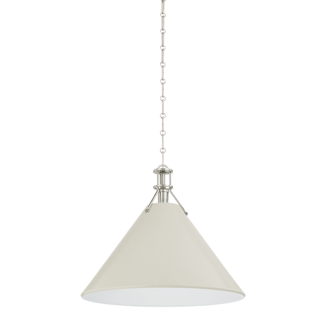 Hudson Valley Lighting Painted No. 2 POLISHED NICKEL/OFF-WHITE 21W x 17.5H Pendant