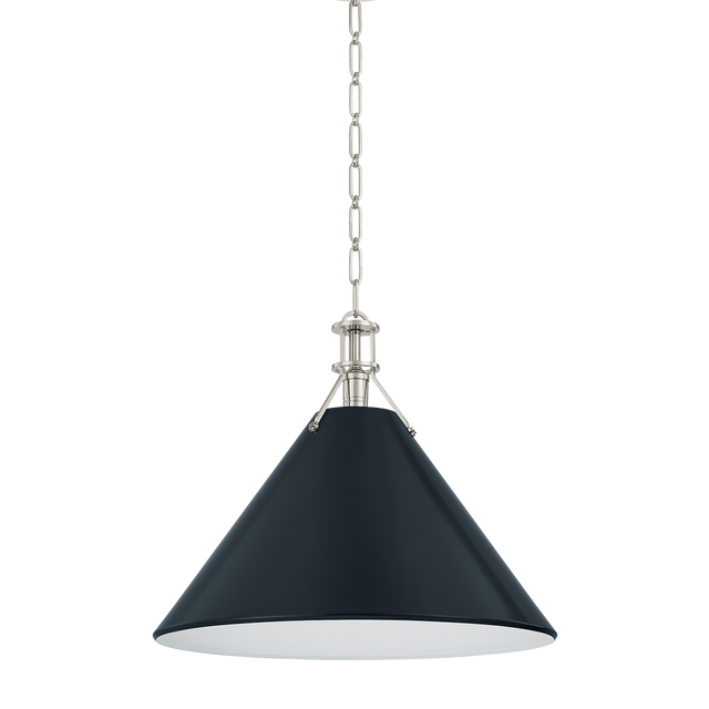 Hudson Valley Lighting Painted No. 2 POLISHED NICKEL/DARKEST BLUE 21W x 17.5H Pendant