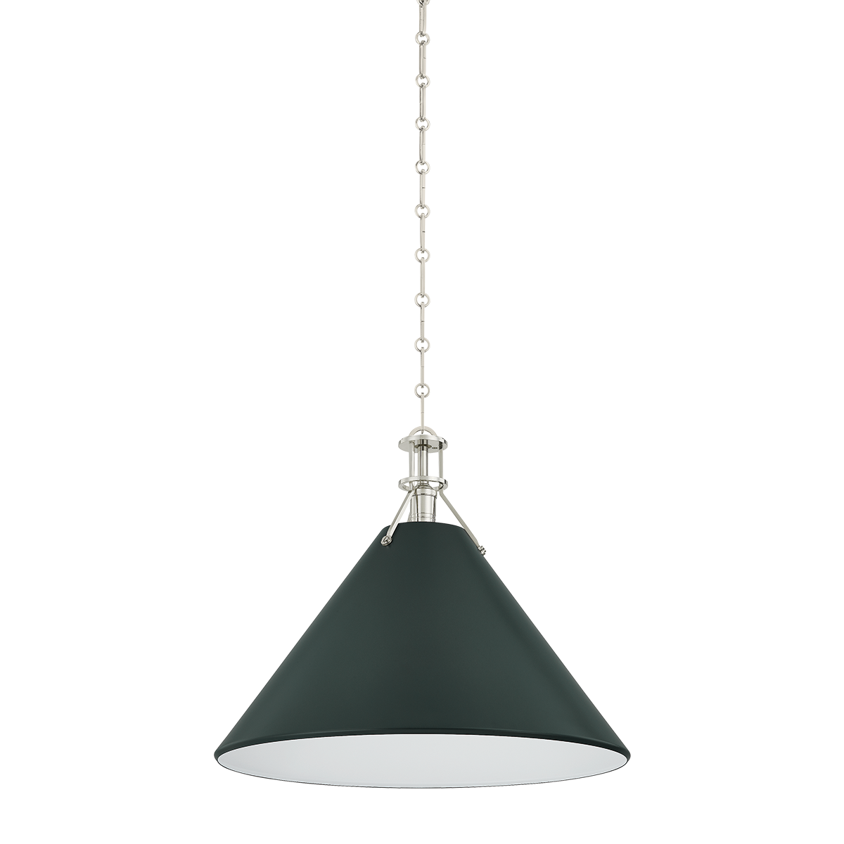 Hudson Valley Lighting Painted No. 2 POLISHED NICKEL/SOFT STUDIO GREEN 21W x 17.5H Pendant