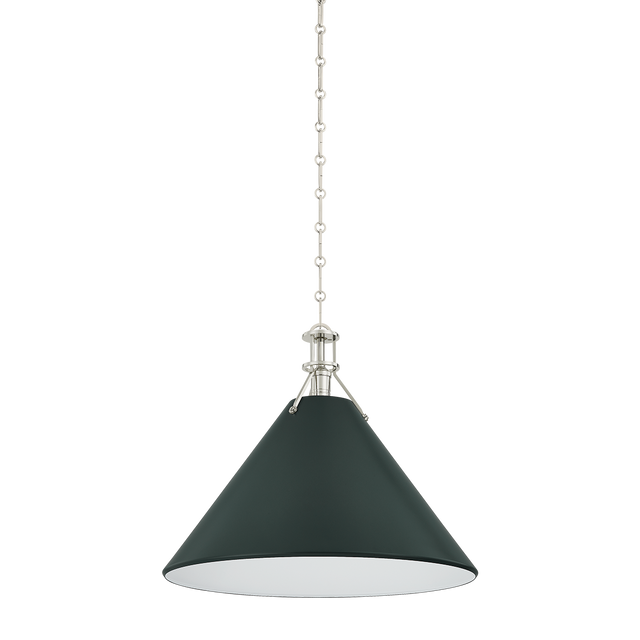 Hudson Valley Lighting Painted No. 2 POLISHED NICKEL/SOFT STUDIO GREEN 21W x 17.5H Pendant