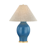 Hudson Valley Lighting Westhorpe AGED BRASS/CERAMIC FRENCH BLUE 21.5W x 28.5H Table Lamp