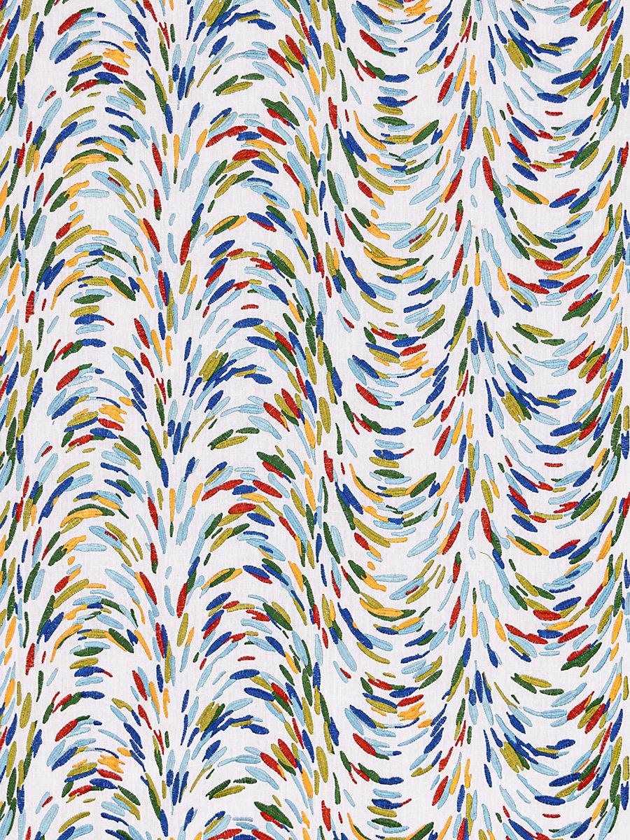 Hinson Fountain Embroidery Tropical Blue Fabric