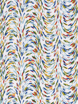 Hinson Fountain Embroidery Tropical Blue Fabric