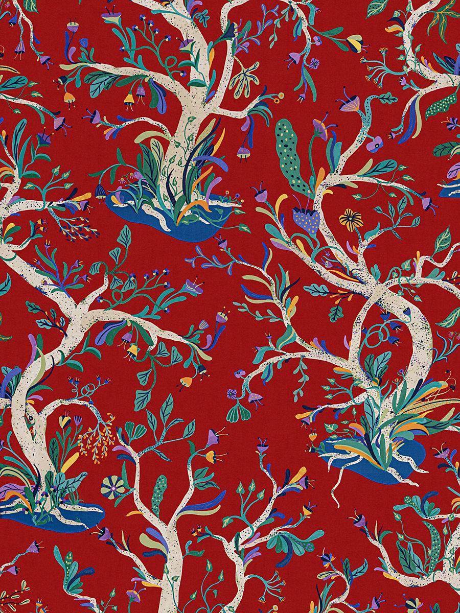 Hinson Enchanted Meadow Ruby Fabric
