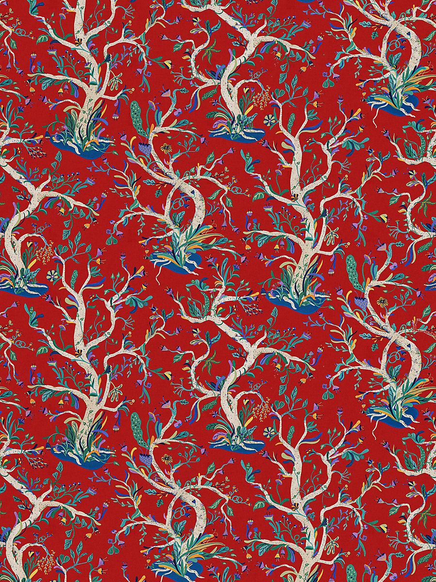 Hinson Enchanted Meadow Ruby Fabric