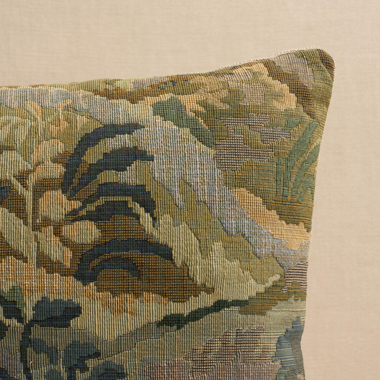 Schumacher Vert 16" x 16" Flemish Tapestry Pillow