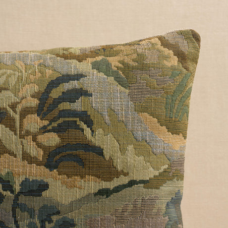 Schumacher Vert 16" x 16" Flemish Tapestry Pillow
