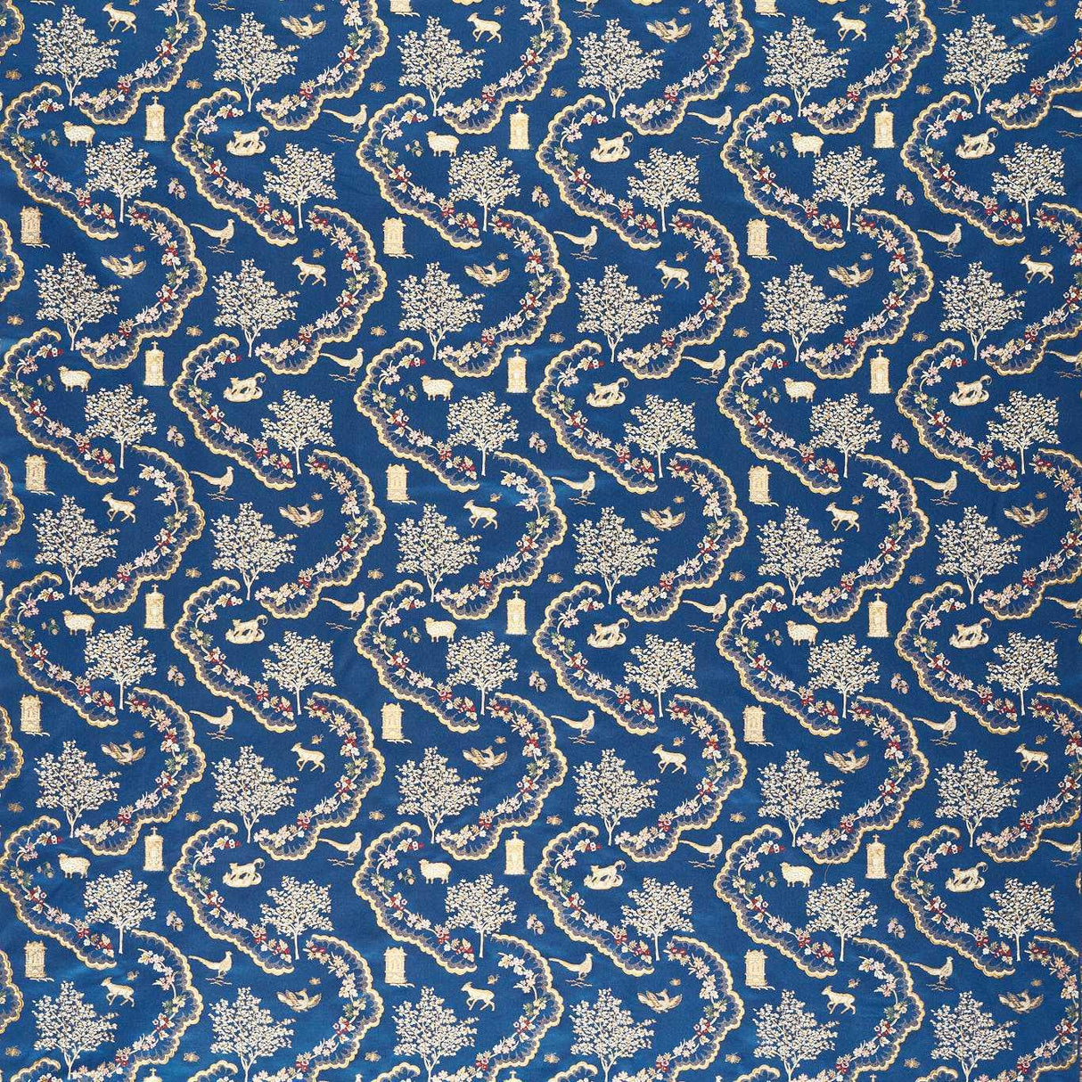 Sanderson Wildflower Meadow Brocade Sapphire Fabric