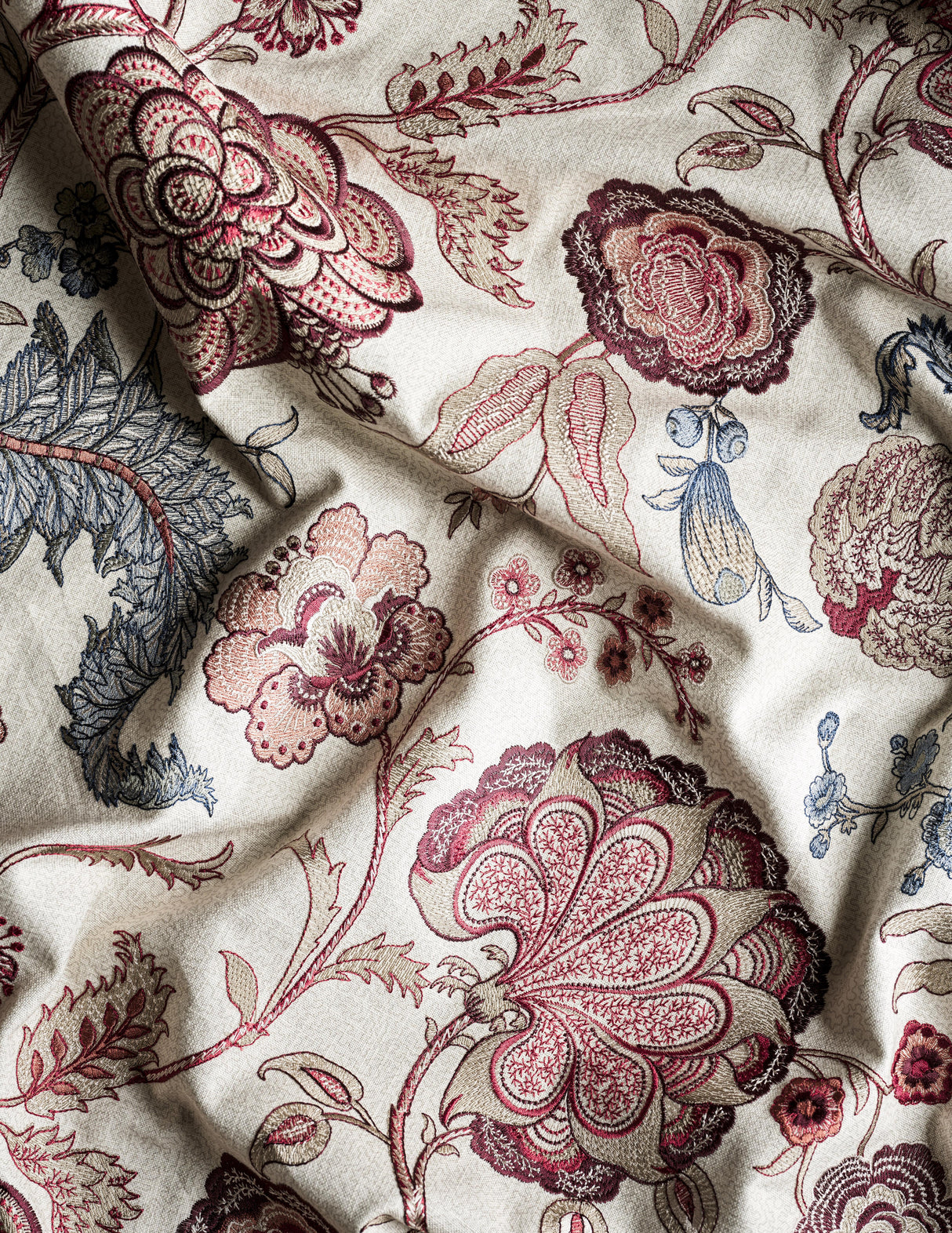 Sanderson Salisbury Embroidery Crimson Fabric