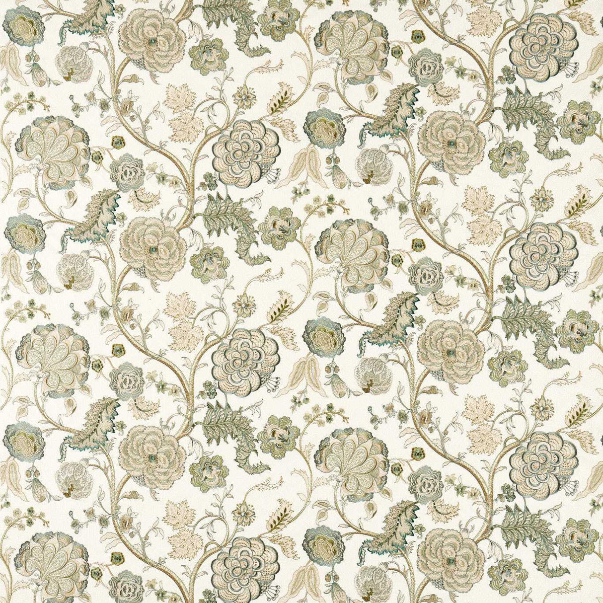Sanderson Salisbury Embroidery Yew Green Fabric