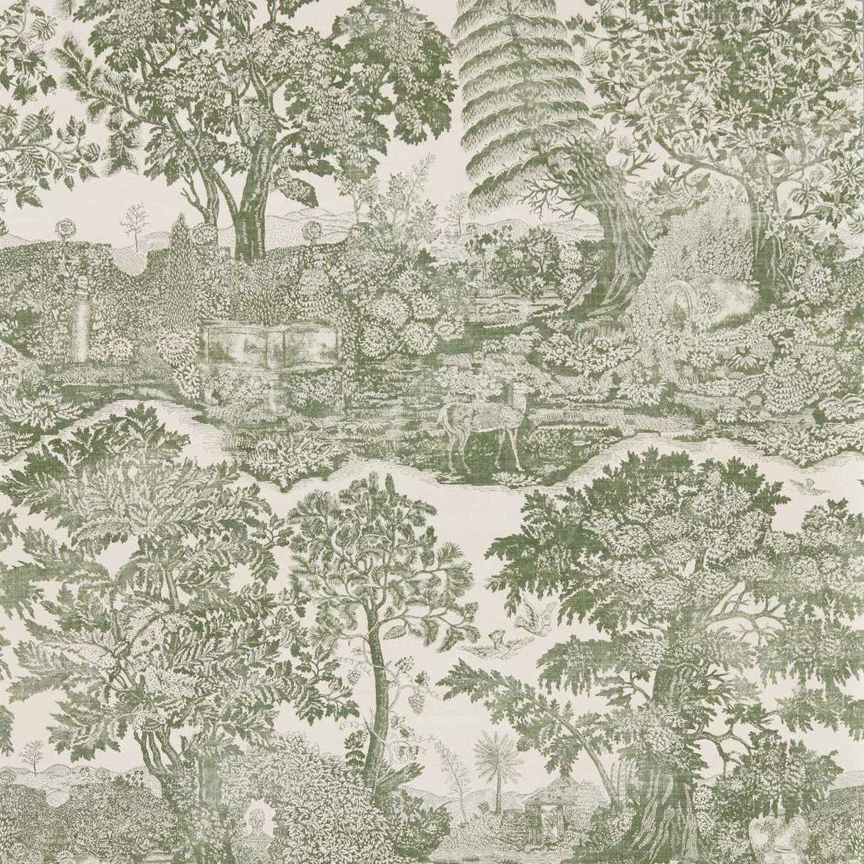 Sanderson Highgrove Toile Yew Green Wallpaper