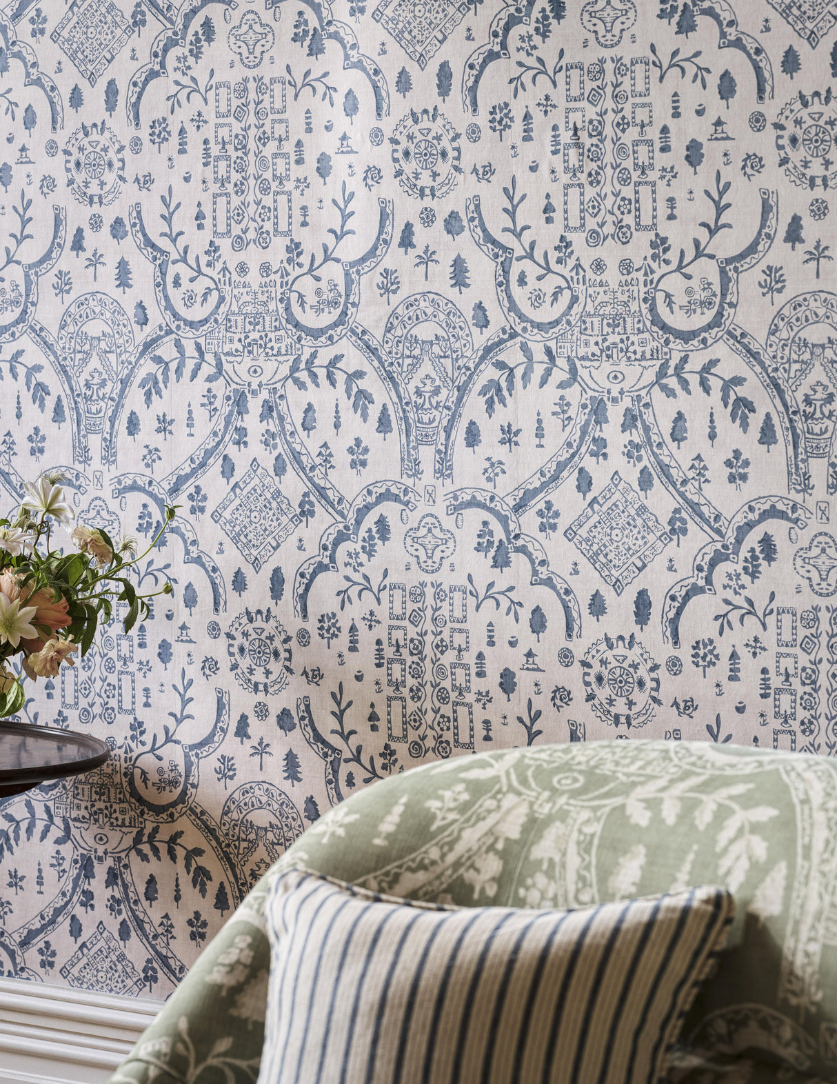Sanderson Topiary View Wedgwood Wallpaper
