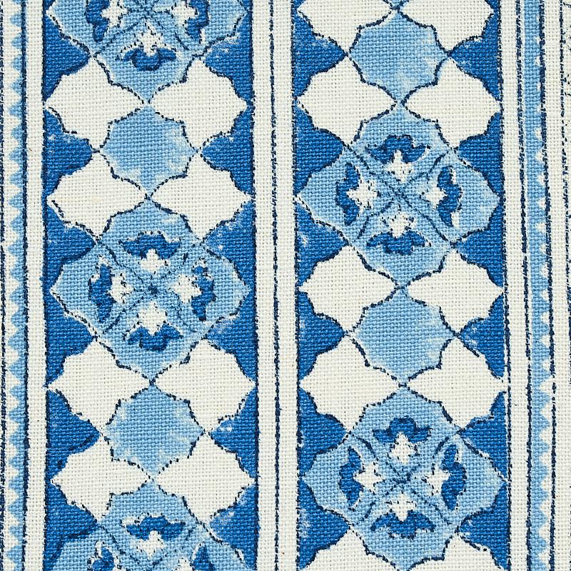 Schumacher Amira Hand Blocked Print Indigo Fabric