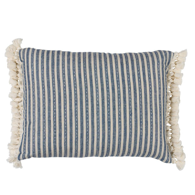 Schumacher Indigo 16" x 12" Mathis Ticking Stripe Pillow