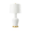 Villa & House Coconut Acacia Lamp with Shade17-inch White Linen, with Gold