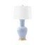 Villa & House Perriwinkle Blue Acacia Lamp with Shade 17-inch White Linen, with Gold