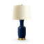 Villa & House Navy Blue Alia Lamp with Shade 17-inch White Linen, with Gold