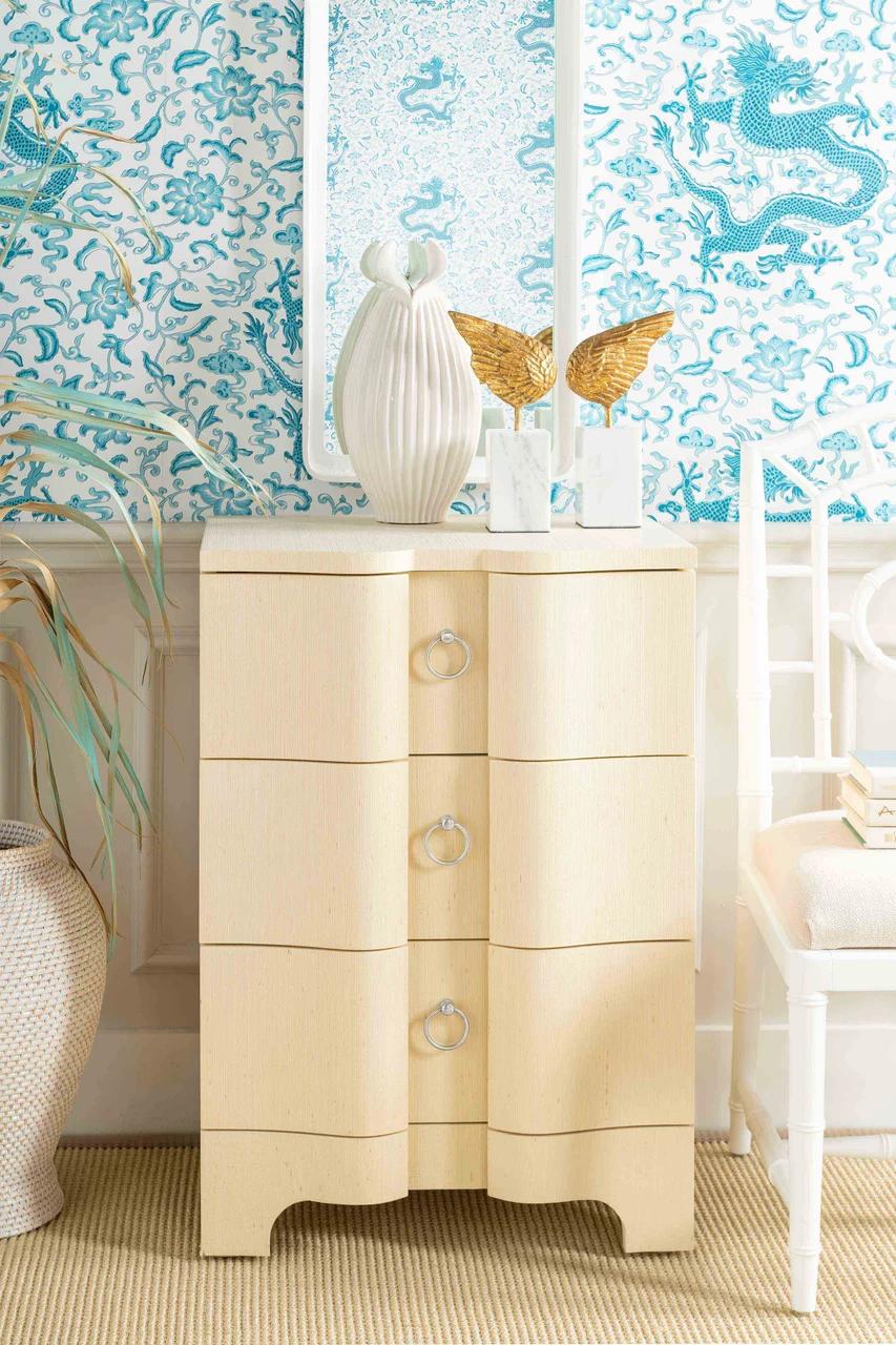 Villa & House Canvas Cream Bardot 3-Drawer Side Table