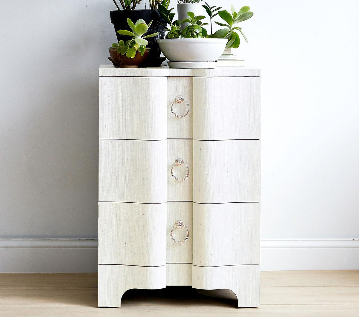 Villa & House Chiffon White Bardot 3-Drawer Side Table