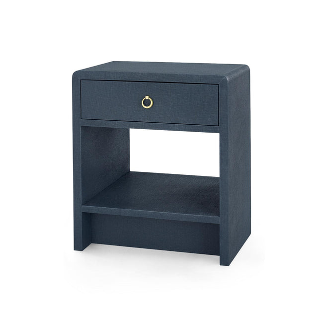 Villa & House Blue Steel Benjamin Linen 1-Drawer Side Table