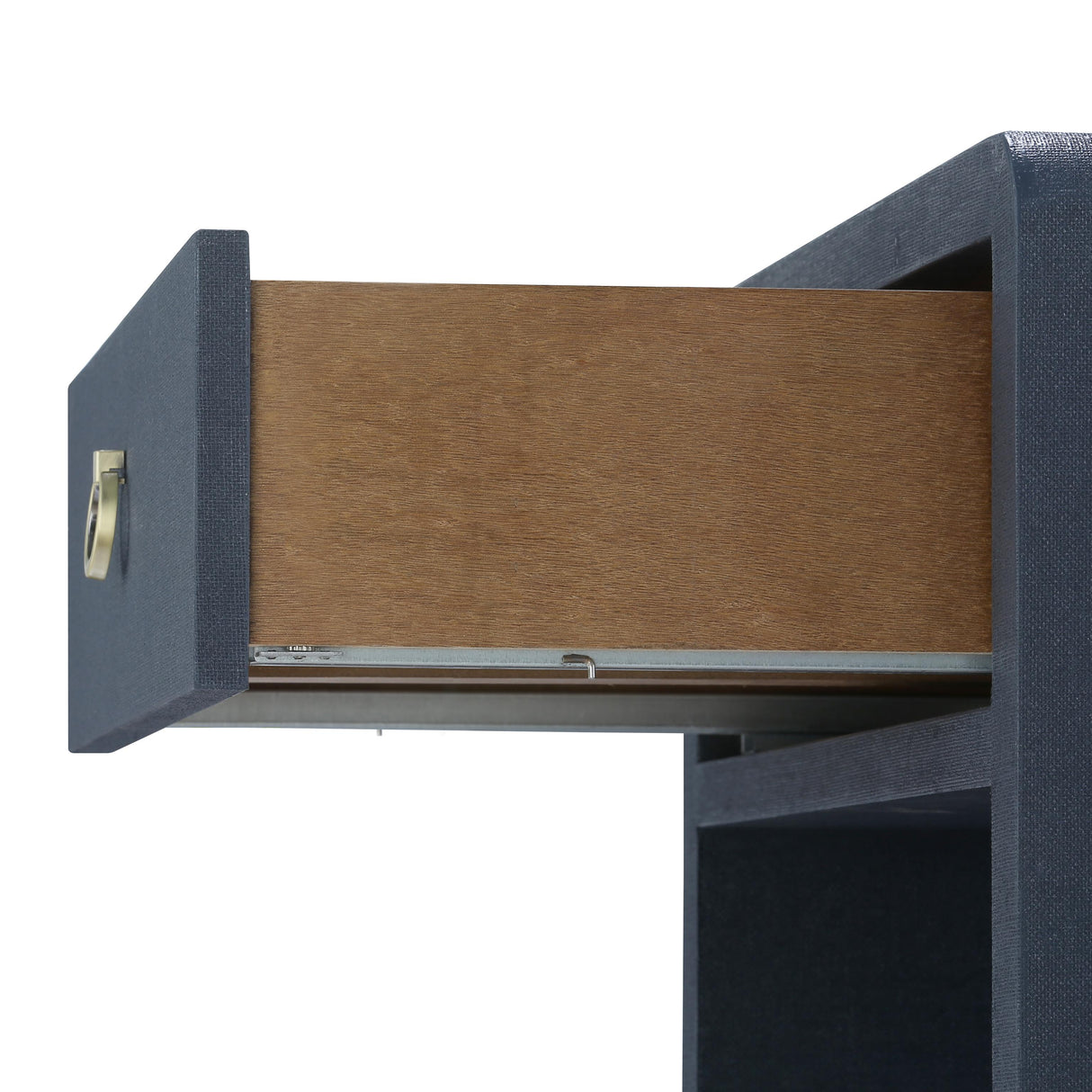 Villa & House Blue Steel Benjamin Linen 1-Drawer Side Table