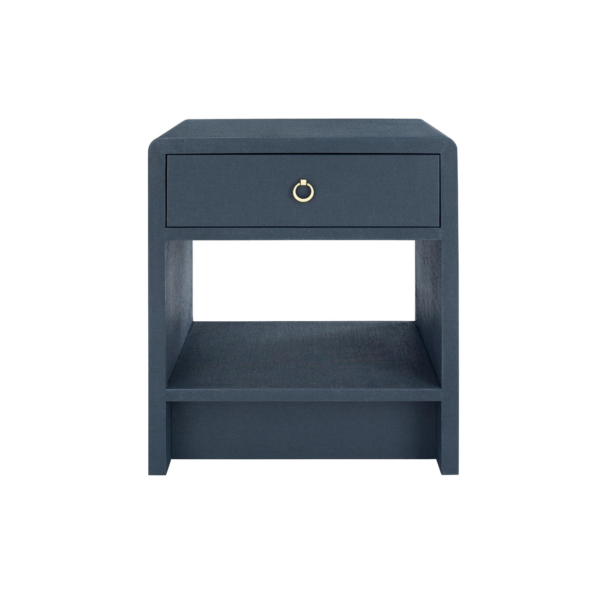 Villa & House Blue Steel Benjamin Linen 1-Drawer Side Table