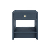 Villa & House Blue Steel Benjamin Linen 1-Drawer Side Table