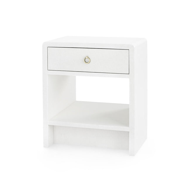 Villa & House Chiffon White Benjamin Linen 1-Drawer Side Table
