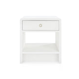 Villa & House Chiffon White Benjamin Linen 1-Drawer Side Table