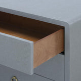 Villa & House Winter Gray Bryant Linen 3-Drawer Side Table