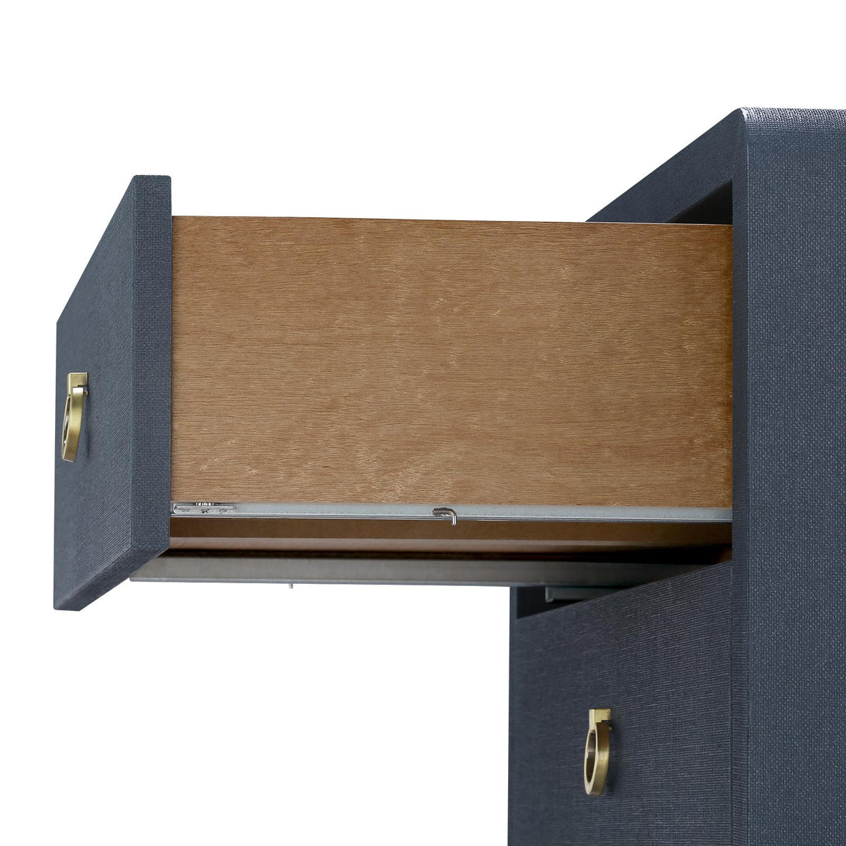 Villa & House Blue Steel Bryant Linen 3-Drawer Side Table