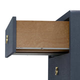 Villa & House Blue Steel Bryant Linen 3-Drawer Side Table