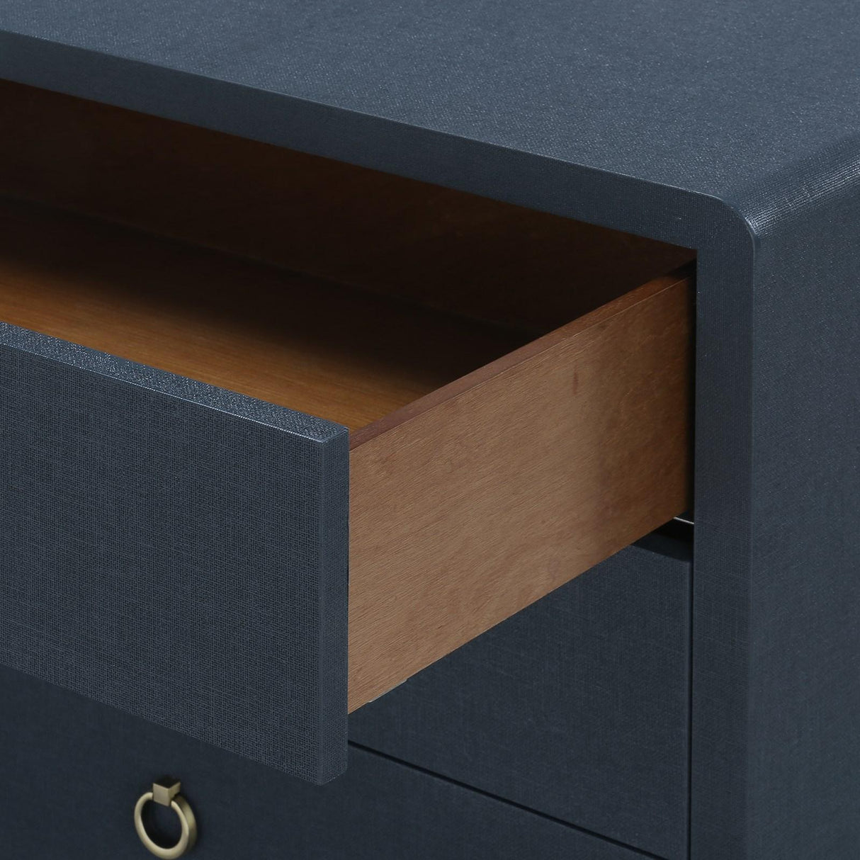 Villa & House Blue Steel Bryant Linen 3-Drawer Side Table