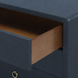 Villa & House Blue Steel Bryant Linen 3-Drawer Side Table