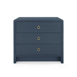 Villa & House Blue Steel Bryant Linen 3-Drawer Side Table