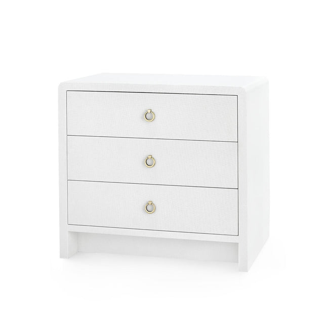 Villa & House Chiffon White Bryant Linen 3-Drawer Side Table