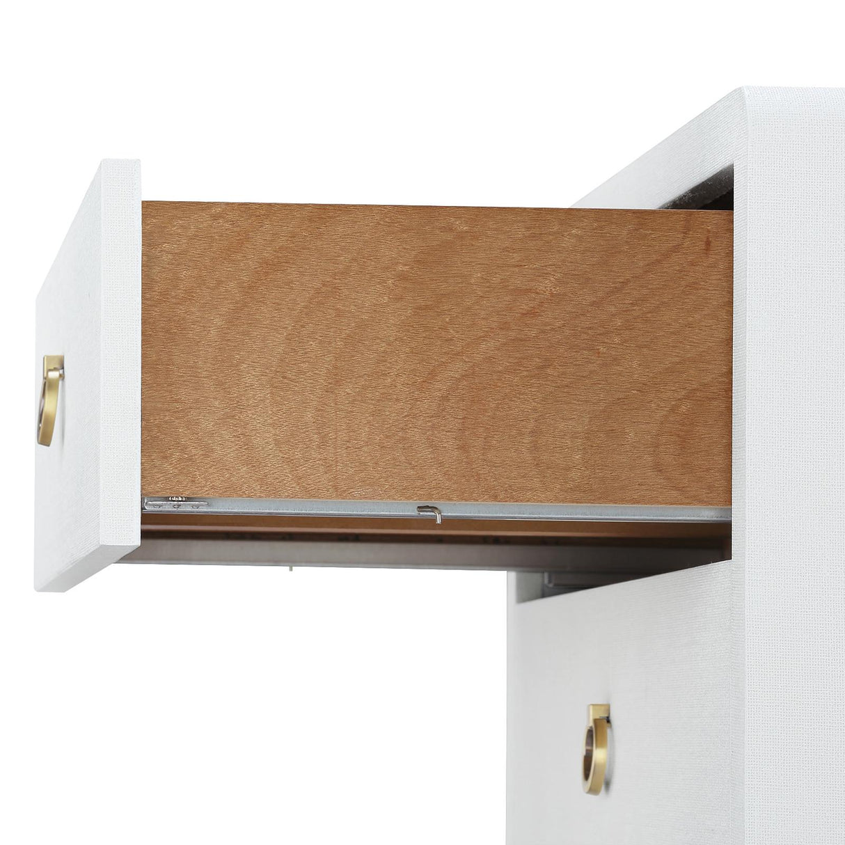 Villa & House Chiffon White Bryant Linen 3-Drawer Side Table