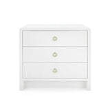 Villa & House Chiffon White Bryant Linen 3-Drawer Side Table