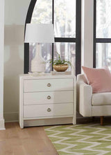 Villa & House Chiffon White Bryant Linen 3-Drawer Side Table