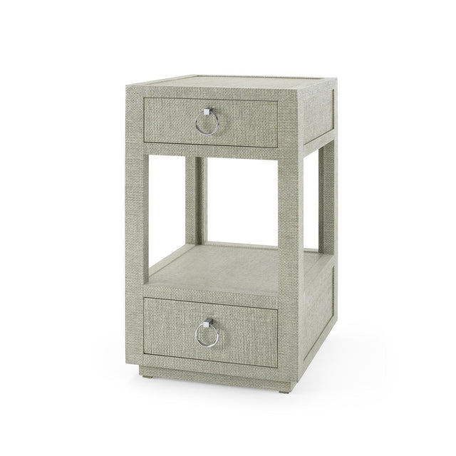 Villa & House Moss Gray Tweed Camilla 2-Drawer Side Table