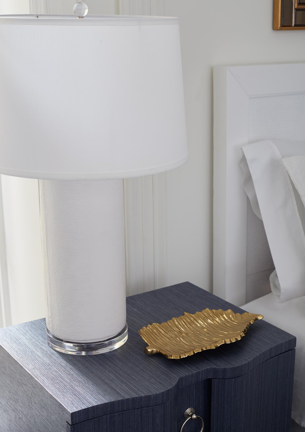 Villa & House Off White Linen Cleo Lamp Without Shade
