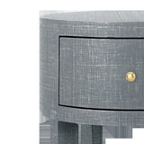 Villa & House Washed Winter Gray, Brass Claudette 1-Drawer Round Side Table